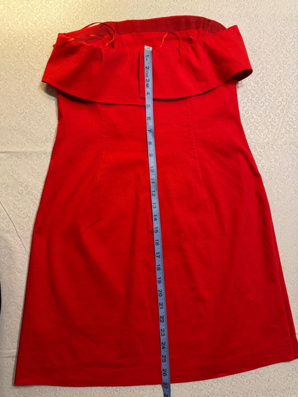 Theory Women’s Red Grenadine Foldover Strapless Dress Size 10 viscose/linen NWT - Picture 8 of 9